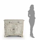 Aparador de madera maciza de abeto con estantes internos Made in Italy - Pierrot Viadurini