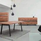 Aparador en Madera y Acero Pintado Diseño Moderno Homemotion - Silvia Viadurini