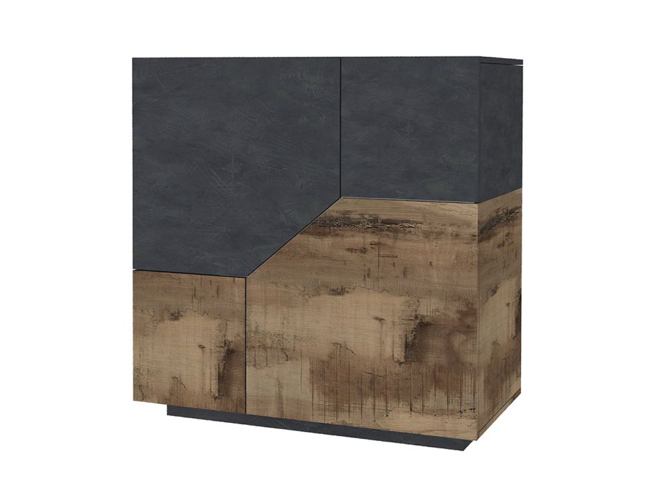 Aparador en madera de melamina 3 habitaciones y 2 estantes Made in Italy - Alyssa Viadurini