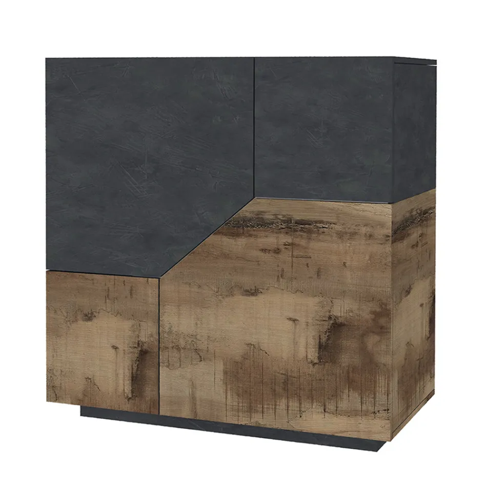 Aparador en madera de melamina 3 habitaciones y 2 estantes Made in Italy - Alyssa Viadurini