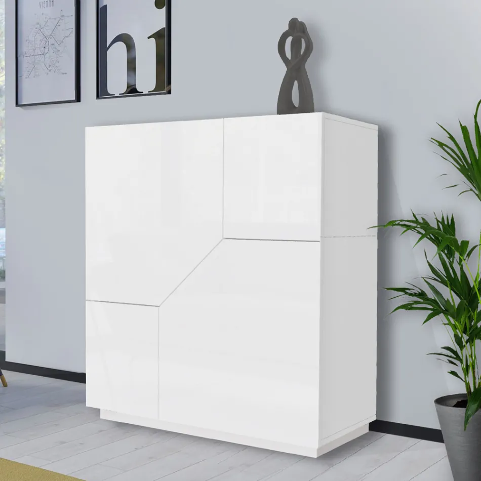 Aparador en madera de melamina 3 habitaciones y 2 estantes Made in Italy - Alyssa Viadurini