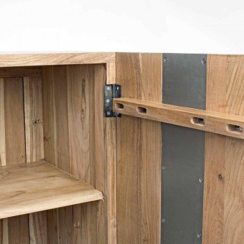 Aparador moderno en madera de acacia con inserciones metálicas Homemotion - Sonia
