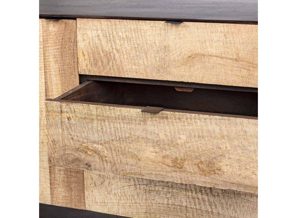 Aparador moderno en madera de mango con tiradores de acero Homemotion - Amilcare Viadurini