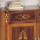 Aparador de salón en madera de nogal o blanco e incrustaciones Made in Italy - Katerine Viadurini