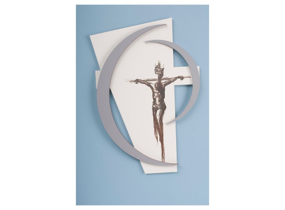 Crucifijo con el nombre del padre grabado con láser Made in Italy - Maia Viadurini
