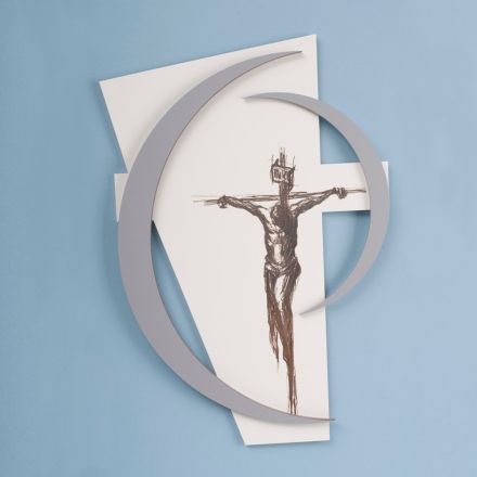 Crucifijo con el nombre del padre grabado con láser Made in Italy - Maia Viadurini