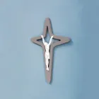 Crucifijo Christo blanco y gris grabado con láser Made in Italy - Teresa Viadurini