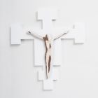 Crucifijo del Salvador Blanco Grabado con Láser Hecho en Italia - Glora Viadurini