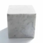 Pisapapeles de diseño de cubo en mármol blanco satinado de Carrara hecho en Italia - Qubo Viadurini