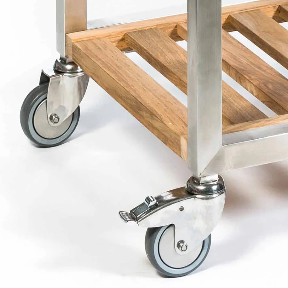 Cocina exterior en acero y madera con Teppanyaki - Buoncalliope Viadurini