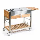 Cocina exterior en acero y madera con Teppanyaki - Buoncalliope Viadurini