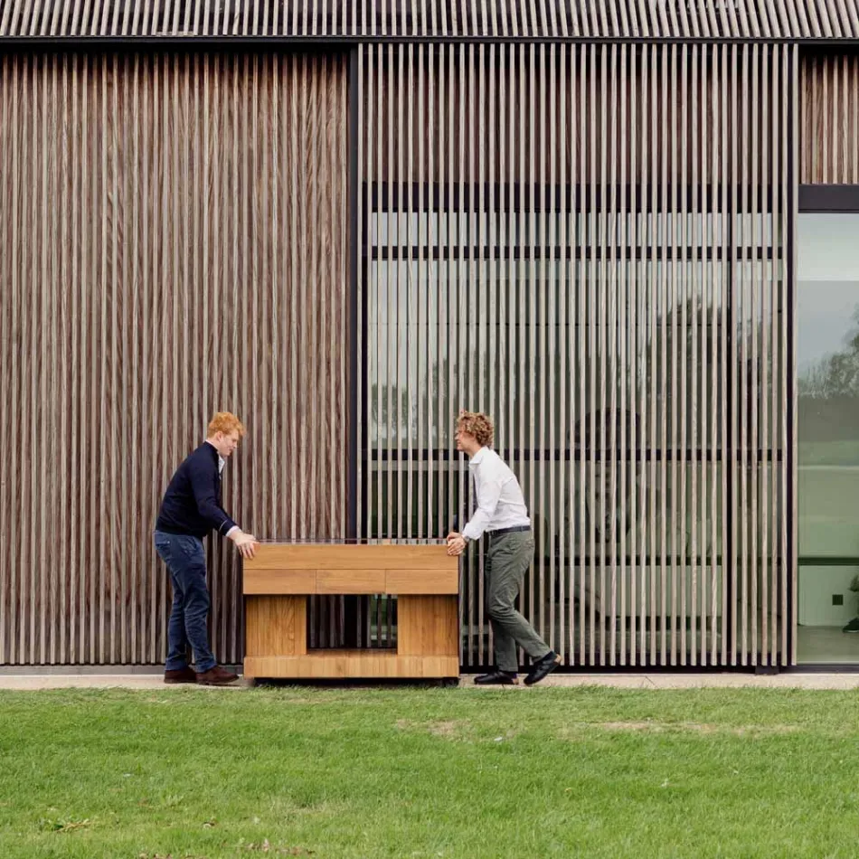 Cocina de exterior 141x70x93 cm de teca maciza y aluminio - Stilosa Viadurini