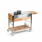 Cocina moderna de jardín al aire libre sobre ruedas de madera y acero - Buoncalliope Viadurini