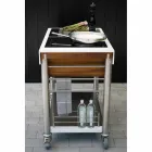 Cocina moderna sobre ruedas para jardín exterior en madera y acero - Calliope Viadurini