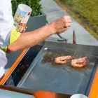 Cocina moderna sobre ruedas para jardín exterior en madera y acero - Calliope Viadurini