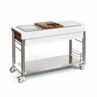 Cocina moderna sobre ruedas para jardín exterior en madera y acero - Calliope Viadurini