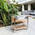 Cocina exterior sobre ruedas de acero y madera con Teppanyaki - Buoncalliope