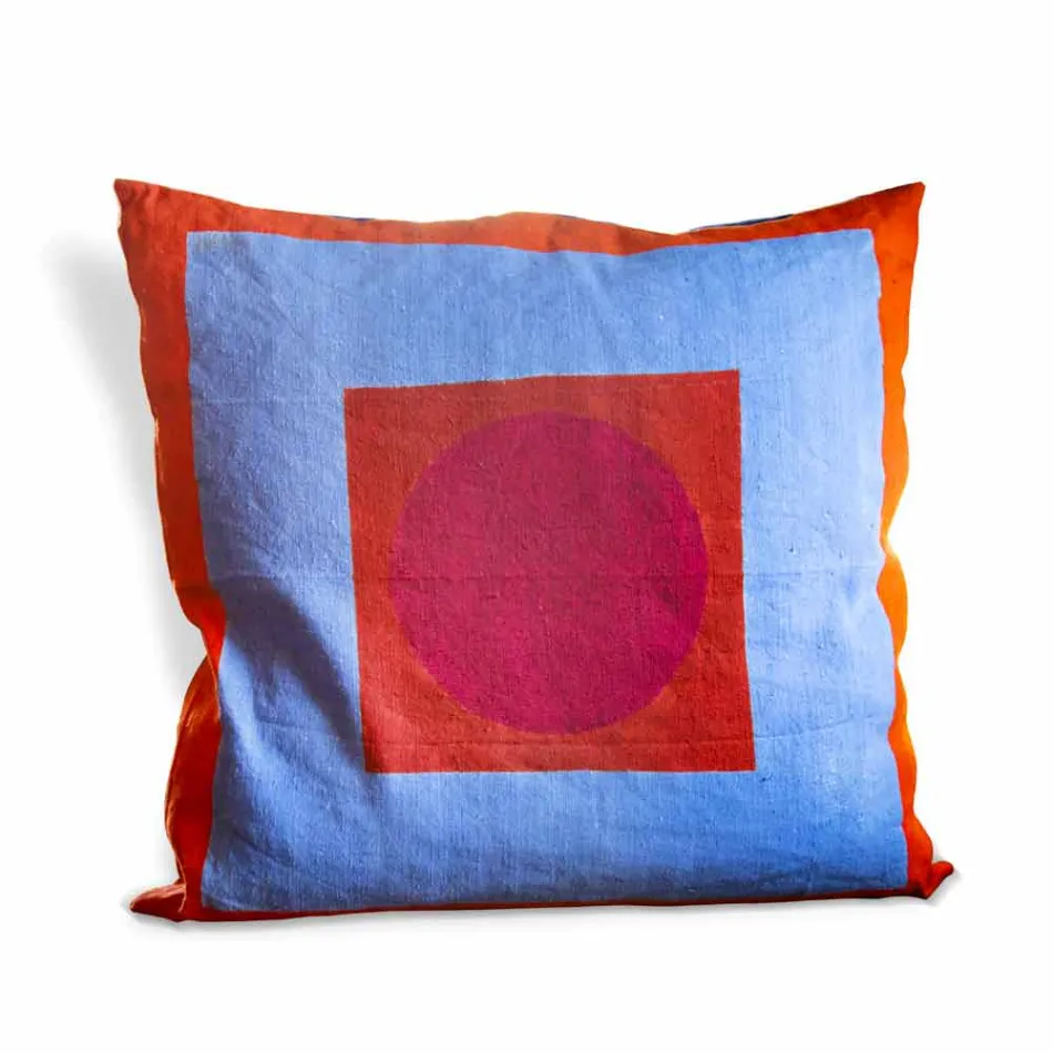 Cojín de cáñamo pintado a mano Pieza única Arte italiano - Marcas Viadurini