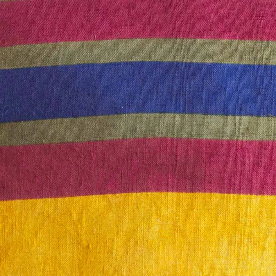 Cojín de cáñamo italiano único pintado a mano - Marcas Viadurini