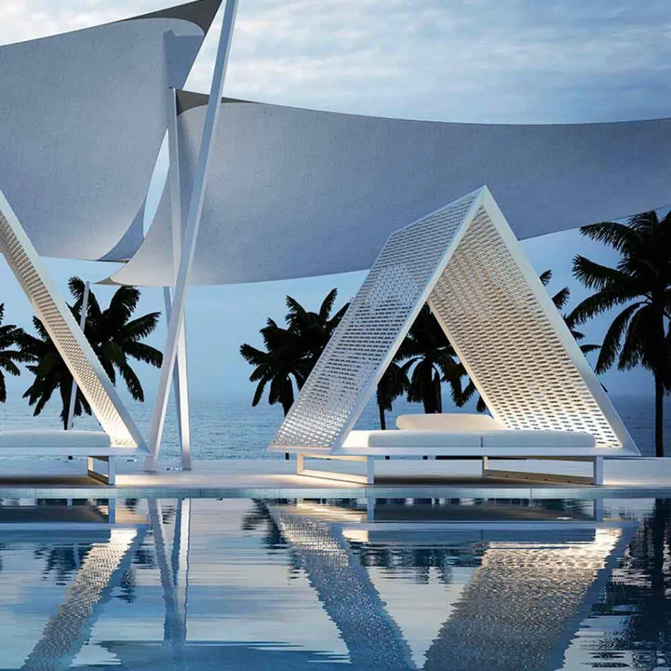 Tumbona de jardín de lujo de aluminio y tela - Frame Vineyard by Vondom Viadurini