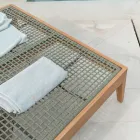 Cama de jardín de teca, aluminio, cuerda y cojines - Jacub Viadurini