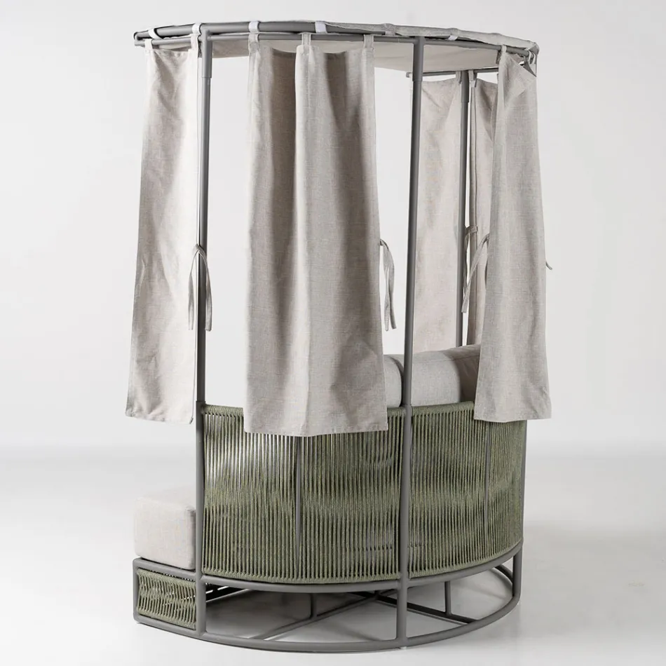 Tumbona de jardín de teca, aluminio y cuerda ROPE+ con cojines - Arcangelo Viadurini