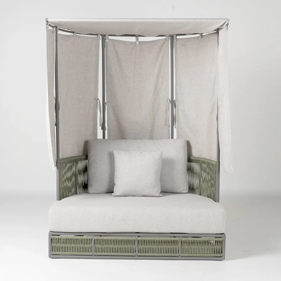 Tumbona de jardín de teca, aluminio y cuerda ROPE+ con cojines - Arcangelo Viadurini