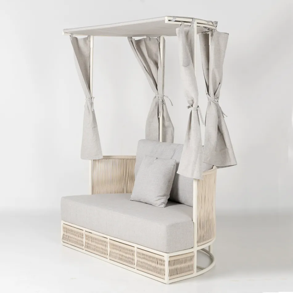 Tumbona de jardín de teca, aluminio y cuerda ROPE+ con cojines - Arcangelo Viadurini