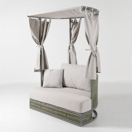 Tumbona de jardín de teca, aluminio y cuerda ROPE+ con cojines - Arcangelo Viadurini