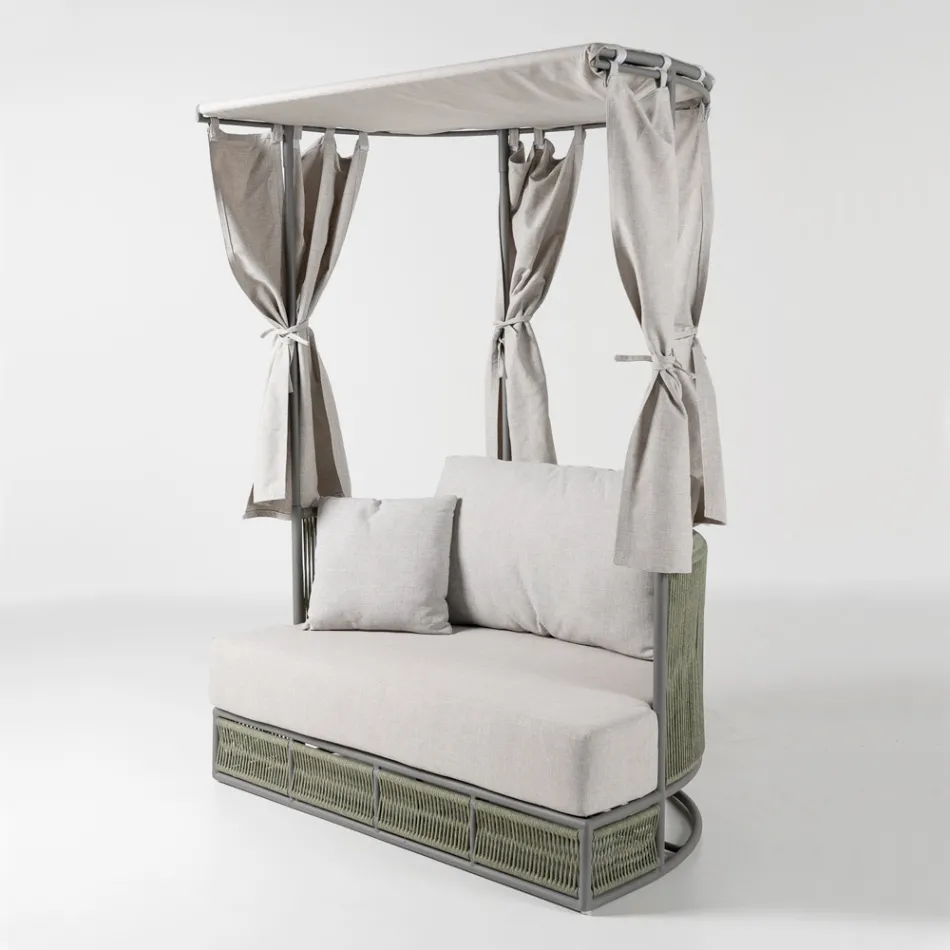 Tumbona de jardín de teca, aluminio y cuerda ROPE+ con cojines - Arcangelo Viadurini