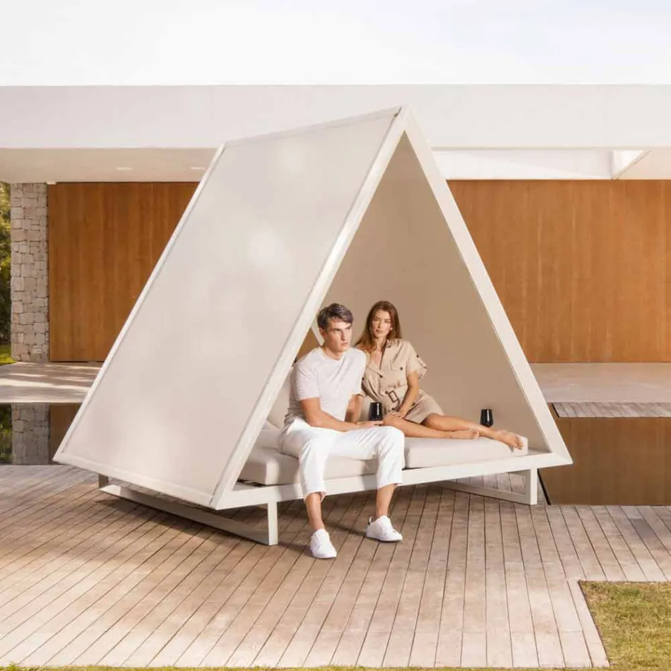 Sofá cama para exterior en aluminio y tela de diseño de lujo - Frame Vineyard by Vondom Viadurini
