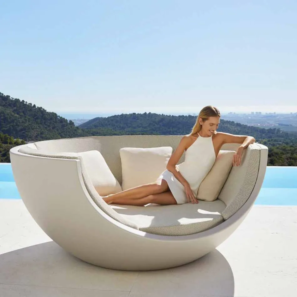 Sofá cama para exterior de diseño circular de lujo en polietileno - Ulm Moon by Vondom Viadurini