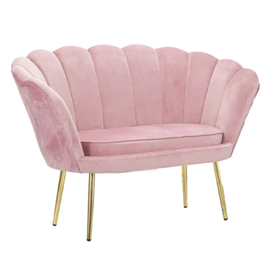 Sofá moderno de 2 plazas de terciopelo con patas de hierro dorado - Annina Viadurini