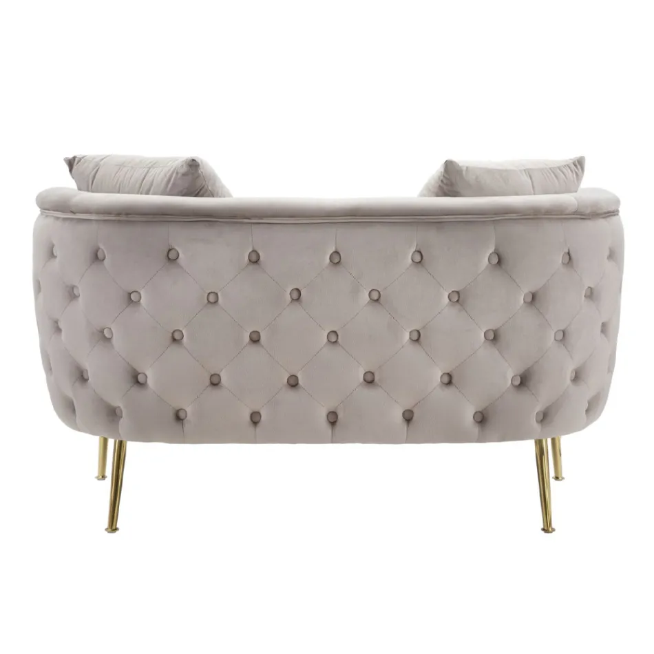 Sofá de 2 plazas tapizado en terciopelo con patas de hierro - Annetta Viadurini