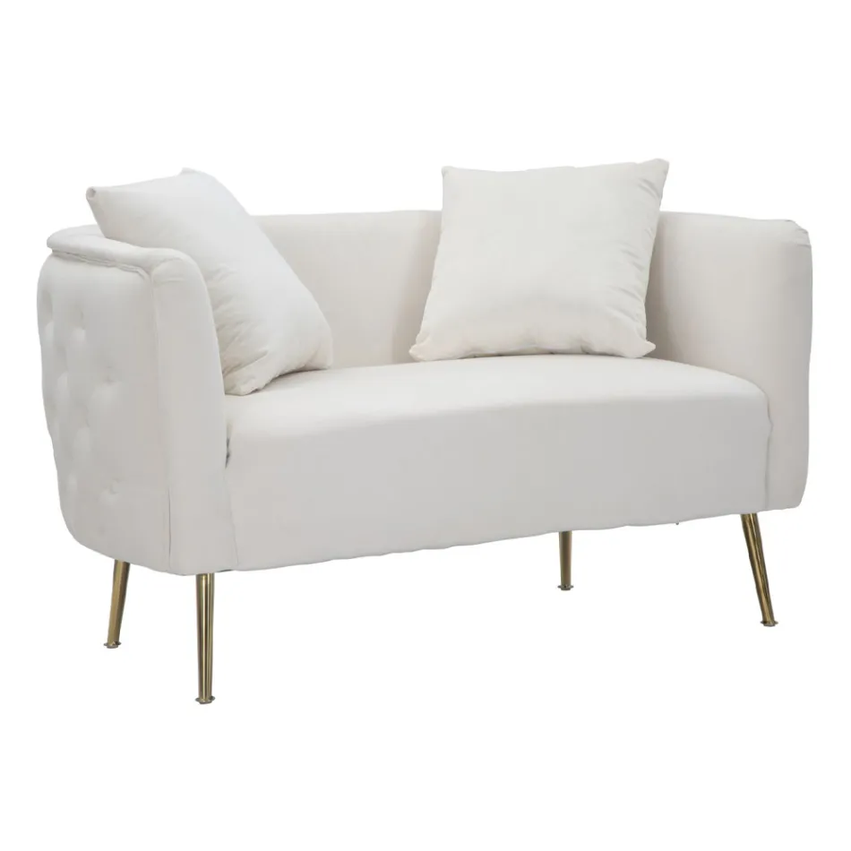 Sofá de 2 plazas tapizado en terciopelo con patas de hierro - Annetta Viadurini