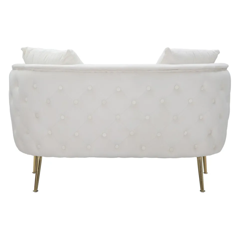 Sofá de 2 plazas tapizado en terciopelo con patas de hierro - Annetta Viadurini