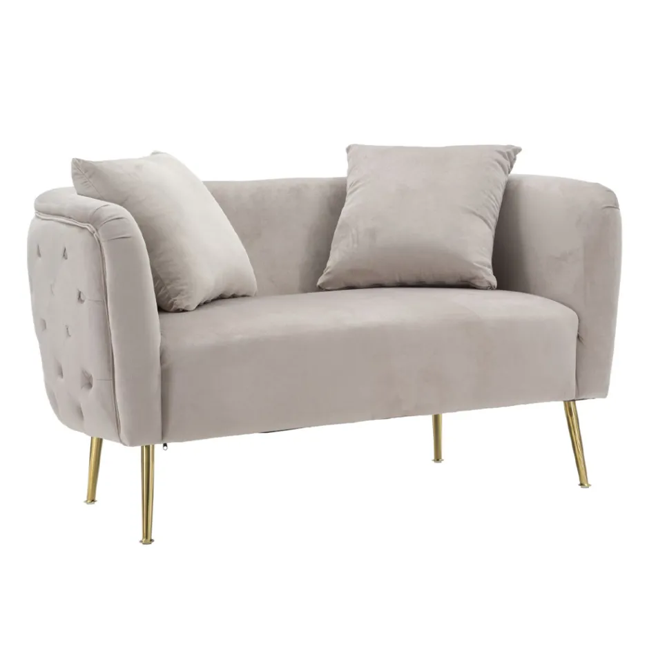 Sofá de 2 plazas tapizado en terciopelo con patas de hierro - Annetta Viadurini