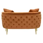 Sofá de dos plazas en terciopelo de diseño, estructura de madera y hierro - Renita Viadurini