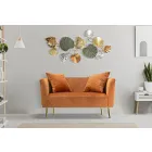 Sofá de dos plazas en terciopelo de diseño, estructura de madera y hierro - Renita Viadurini