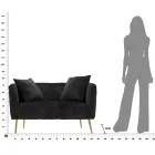 Sofá de dos plazas en terciopelo de diseño, estructura de madera y hierro - Renita Viadurini