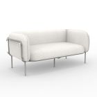 Sofá de exterior de 2 plazas con asiento acolchado Made in Italy - Macetero Viadurini