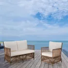 Sofá de 2 plazas para exterior e interior en ratán y cojines 100% algodón - Boire Viadurini