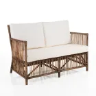 Sofá de 2 plazas para exterior e interior en ratán y cojines 100% algodón - Boire Viadurini