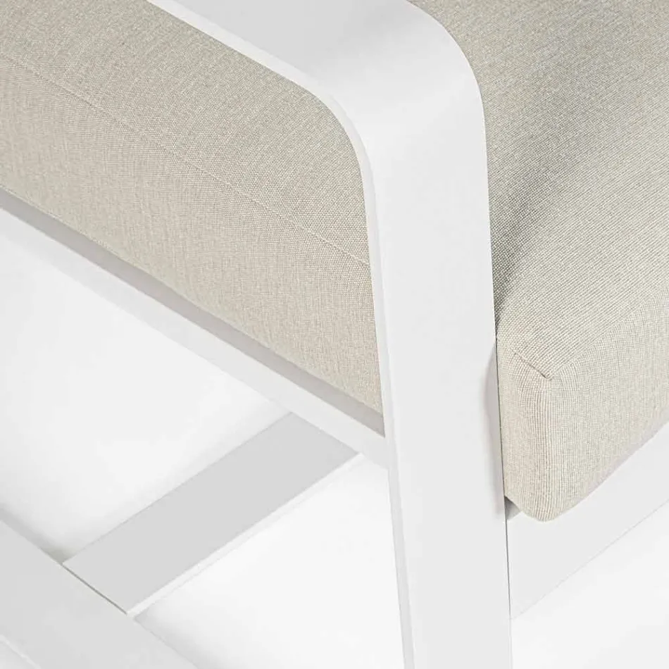 Sofá de 2 plazas para exterior en aluminio con cojines de tela - Mirea Viadurini