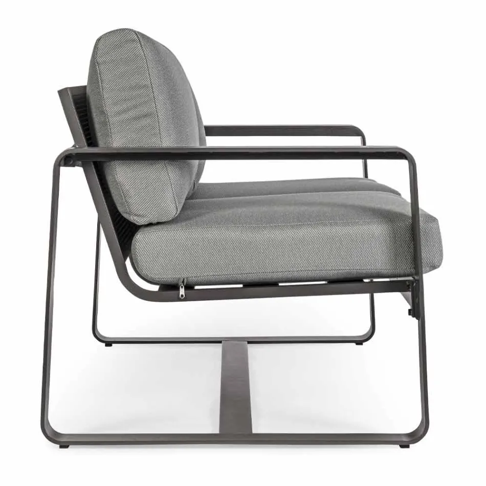 Sofá de 2 plazas para exterior en aluminio con cojines de tela - Mirea Viadurini