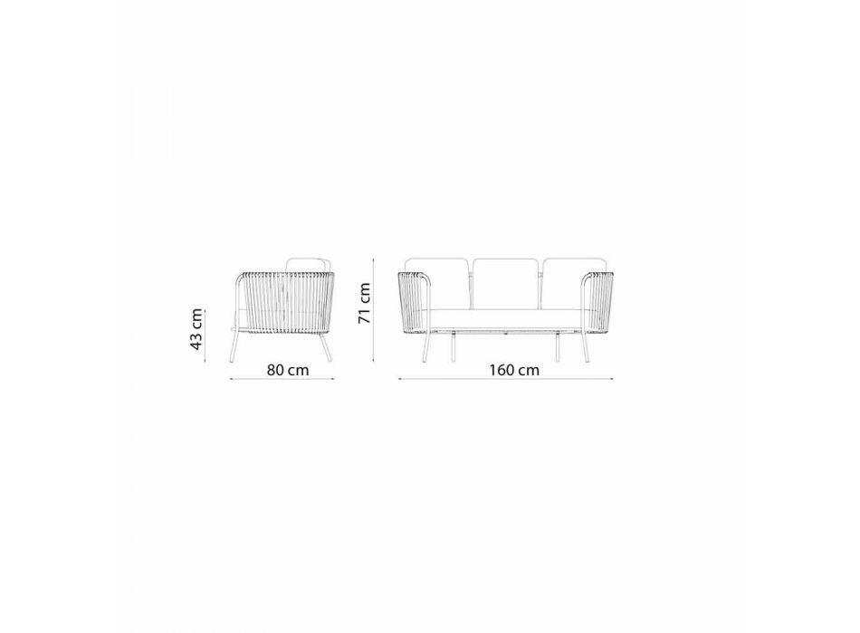 Sofá de 2 plazas para exterior en metal y tela con cojines Made in Italy - Olma Viadurini