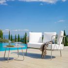 Sofá de 2 plazas para exterior en metal y tela con cojines Made in Italy - Olma Viadurini