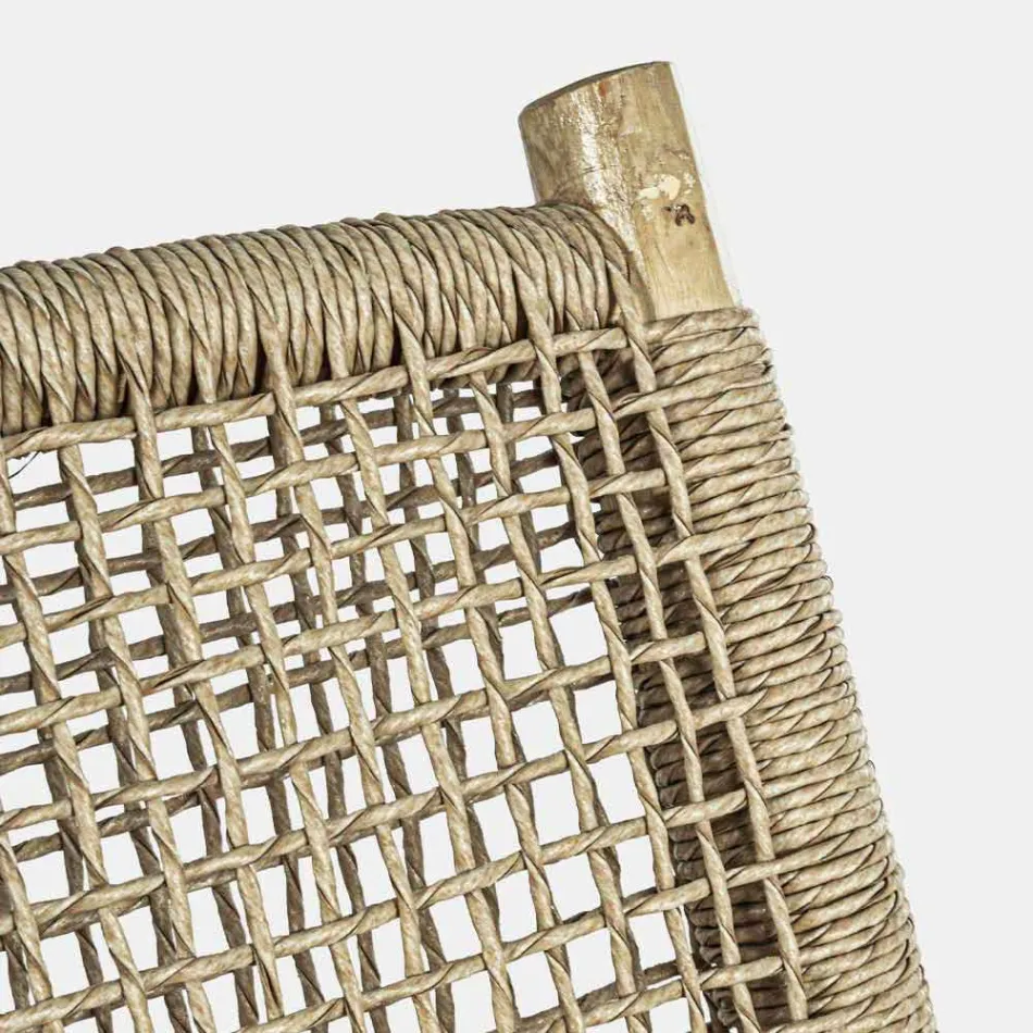 Sofá de exterior 2 plazas en ramas de teca y fibra sintética - Tecno Viadurini