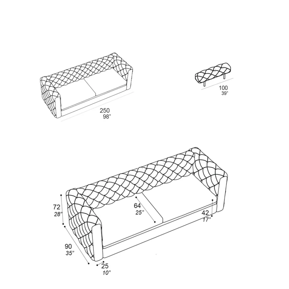 Sofá de salón de 2 plazas con reposacabezas reclinable Made in Italy - Unleashed Viadurini