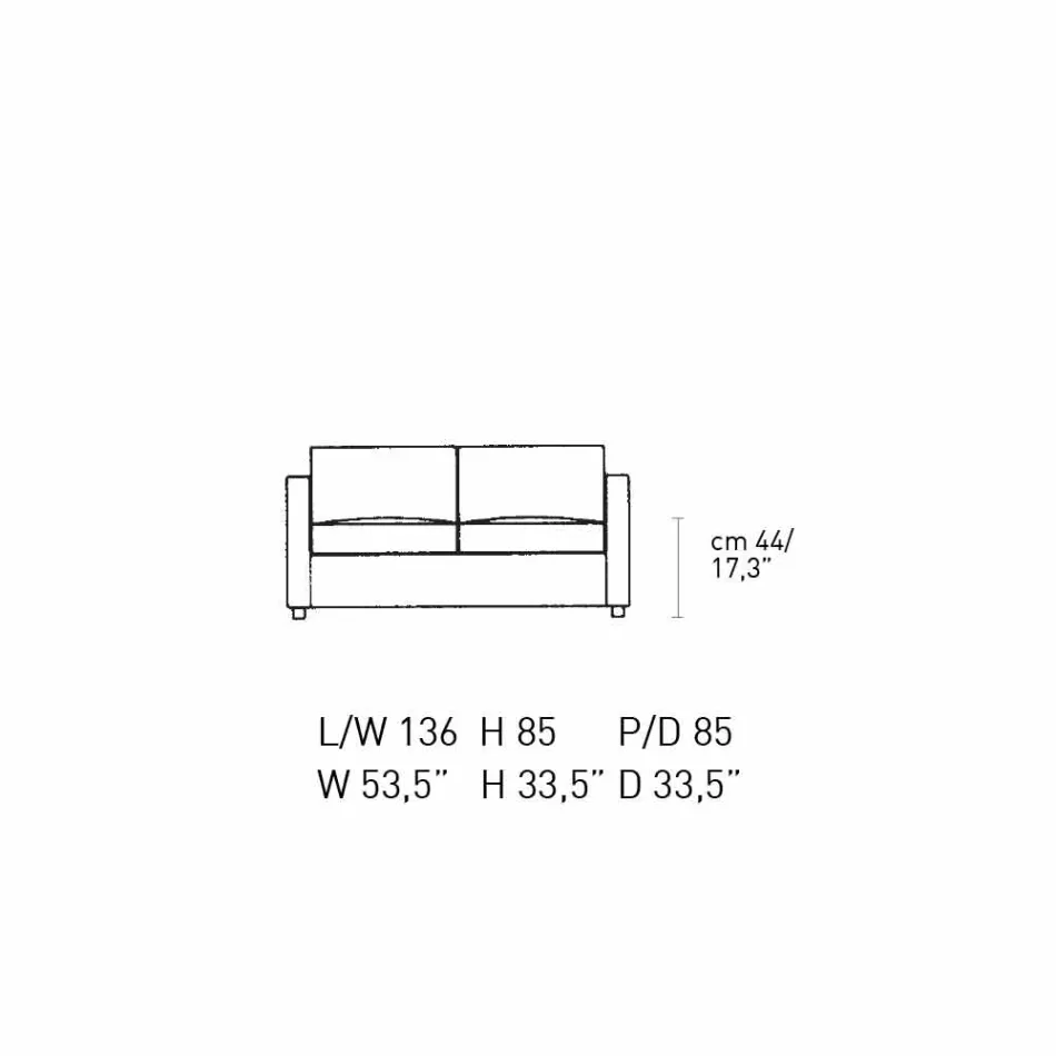 Sofá 2 Plazas Acolchado y Tapizado en Cuero Fino Made in Italy - Centauro Viadurini
